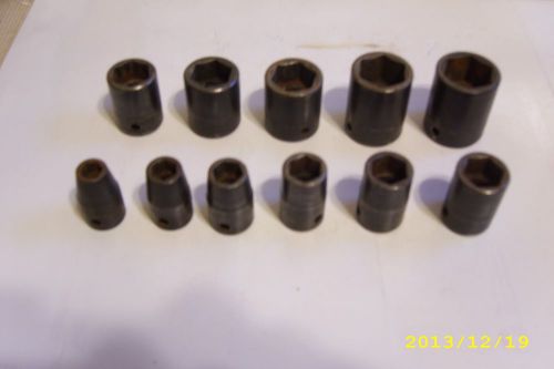 Snap-on Impact Socket Set 1/2&#034; Drive - 11 piece set 3/8&#034; to 1&#034; 6 Point
