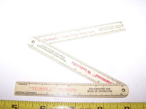 Old 1911 TEMPLE PUMP CO Celluloid Ruler Hit Miss Gas Engine Diamond Windmill WOW