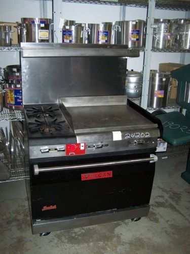 Vulcan 24&#034; manual griddle, 2 burner range w/convection oven on casters for sale