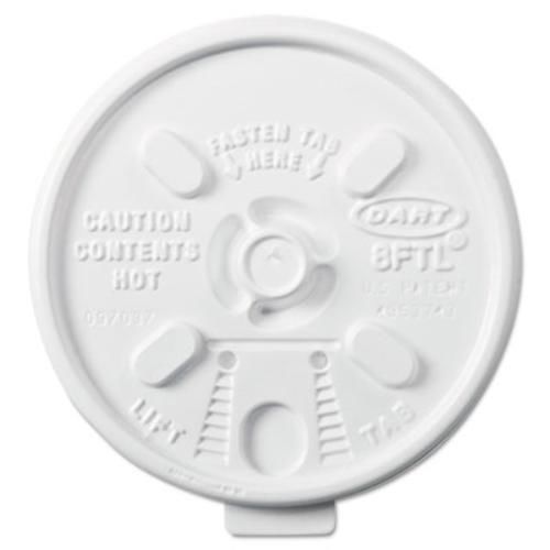 Dart Fusion 8FTL Lift N&#039; Lock Plastic Hot Cup Lids, 6-10oz Cups, White,