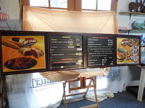 Restaurant grade lighted four bay menu display sign (8ft  long X 2 ft tall)