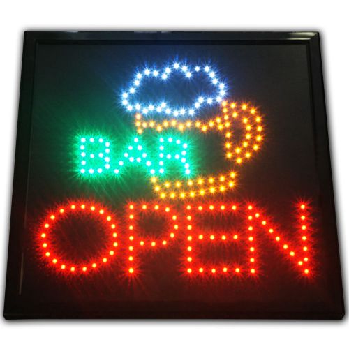 OPEN BAR beer mug LED store Sign shop animated Display club Pub neon light Draft