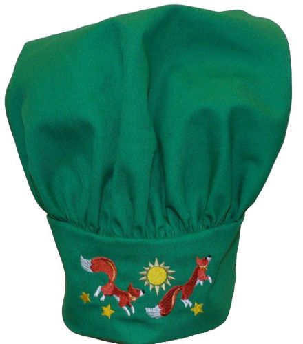 Green Foxes &amp; Sunshine Child Size Chef Hat Kitchen Cook Adjustable Velcro NWT