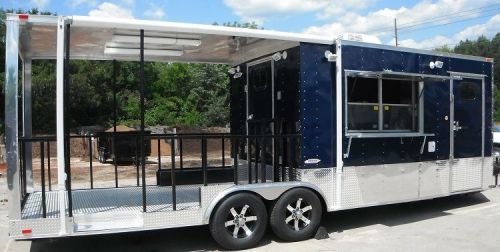 Concession trailer 8.5&#039;x26&#039; indigo blue - bbq smoker food vending for sale