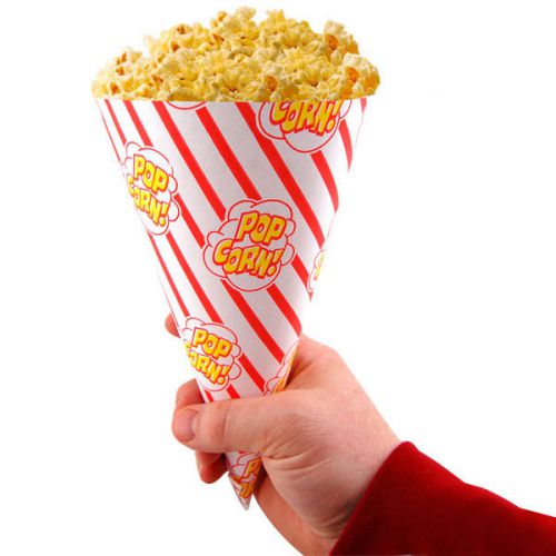 Gold medal cone-o-corn popcorn cones – box of 250 - concession fair snack holder for sale