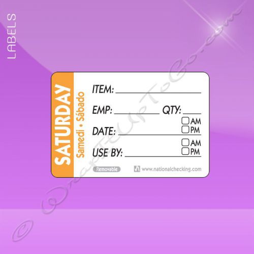 2 X 3 Trilingual Item/Date/Use By Removable Label – Saturday