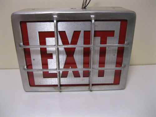 Gruber lighting co. vintage illuminating aluminum &#034;exit&#034; sign w/ grill from 1958 for sale