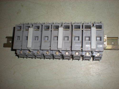 Lot of (3) Entrelec Model 103-38 - 3-Pole Ganged DIN Rail Mounted Fuse Blocks