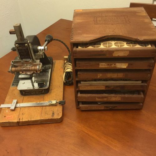 Kingsley Model M-60 Imprinting Machine - Hot Foil Stamp Press with box of stamps