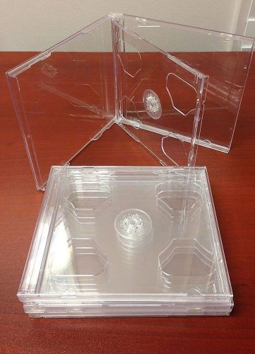 4 new clear double cd jewel cases with clear swing tray for sale