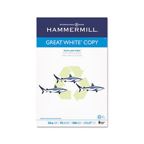 Hammermill great white recycled copy paper, 92 brightness, 20lb, 500 sheets/ream for sale