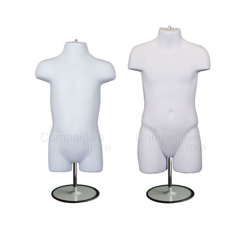 Toddler + Child Mannequin Form With Metal Base Boys and Girls Clothing - White