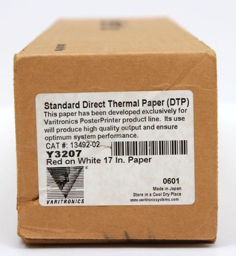 Varitronics Red on White Poster Printer Direct Thermal Paper 17&#034; inch Y3207