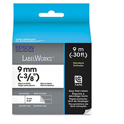 LabelWorks Standard LC Tape Cartridge, 3/8&#034;, Black on White LC-3WBN9
