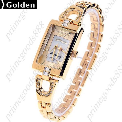 High Quality Bracelet Square Quartz Wrist Wristwatch Women&#039;s Gold Golden Face