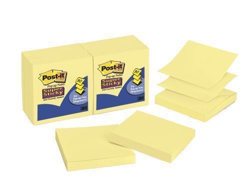 NEW Post-it Super Sticky Pop-up Notes  3 x 3-Inches  Canary Yellow  10-Pads/Pack