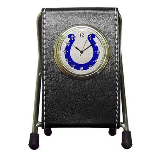Custom Indianapolis Colts Leather Pen Holder Desk Clock (2 in 1) Free Shipping
