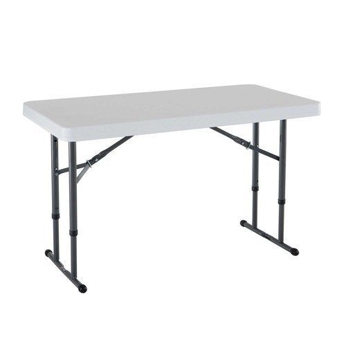 Lifetime 80160 4-Foot Commercial Adjustable Height Folding Table, White Grani...