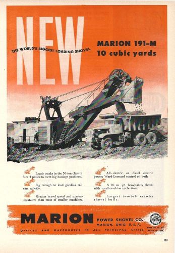 1952 Marion 191-M Shovel ad, Western Contracting Corp, &#034;World&#039;s Largest&#034; at time