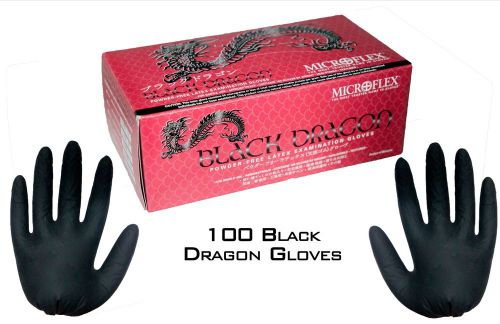 Microflex BD1003PF Black Dragon Latex Gloves (Large) 100bx - Tattoo, Automotive