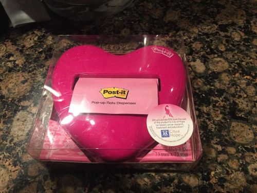 Pink Heart Shape Post-it Pop-up Note Dispenser -+ Extra Sticky Notes - NIB