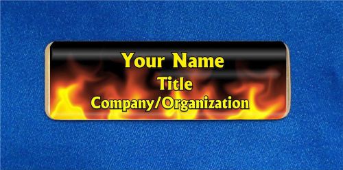 Fire Flames Custom Personalized Name Tag Badge ID Firefighter Prevention Dept