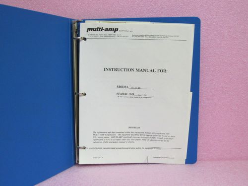 Multi-Amp Manual FG-50-DM Variable Frequency Generator Instruction Man. w/Schem.