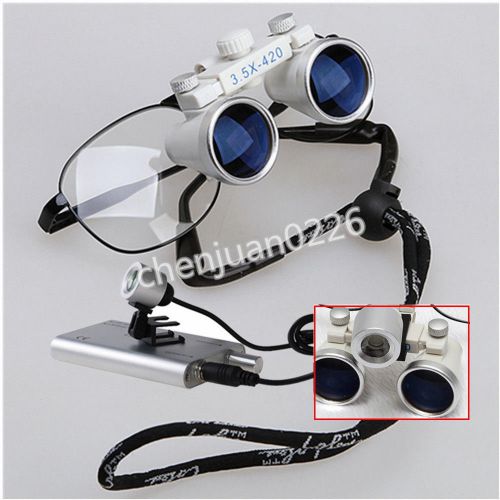 3.5x 420mmdental surgical binocular loupes optical glasses  w/ led head light for sale