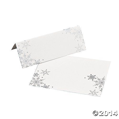 24 (2 Dozen) ~ Snowflake Place Cards ~ Cardstock / 4&#034; X 1 1/2&#034; ~ New ~ Christmas