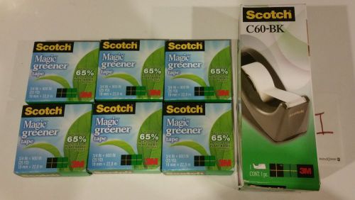 Scotch C60-BK Desktop Tape Dispenser and 6 Scotch Tape - I