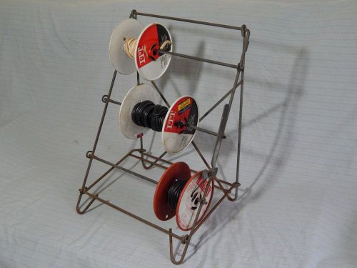 Vintage Electrical Wire Spool Dispenser Industrial Rack W Cutter