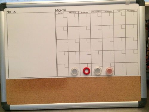 FORAY17&#034;x 23&#034; Aluminum Framed Magnetic Monthly Planner/Cork/ Dry-Erase Broad