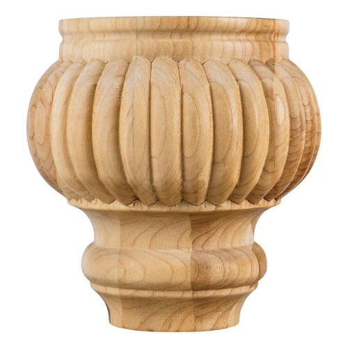 Box of 4- Reeded Traditional Bunn Foot (cabinet legs). 4-1/2&#034; x 4-1/2&#034;- # FBF45