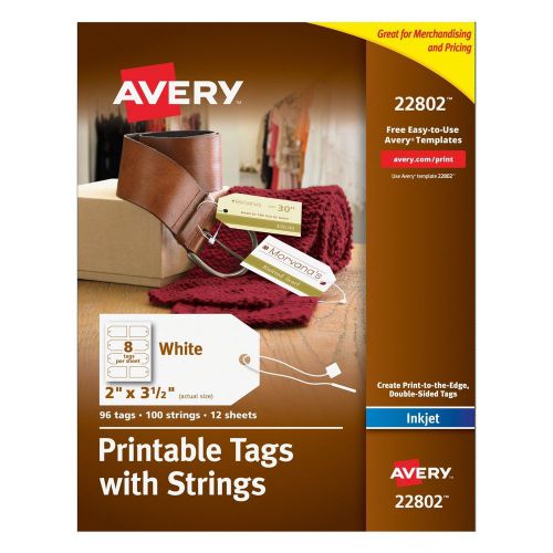 Avery printable tags with strings for inkjet printers 2 x 3.5-inches pack of ... for sale