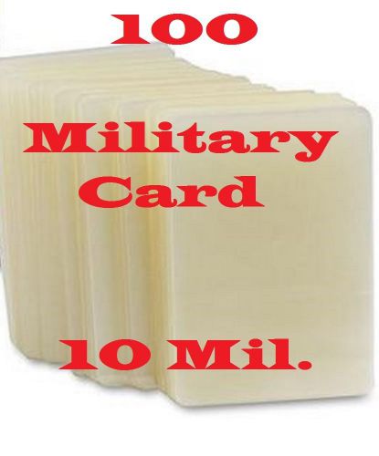 Military card 100 pk 10 mil laminating laminator pouch sheets 2-5/8 x 3-7/8 for sale
