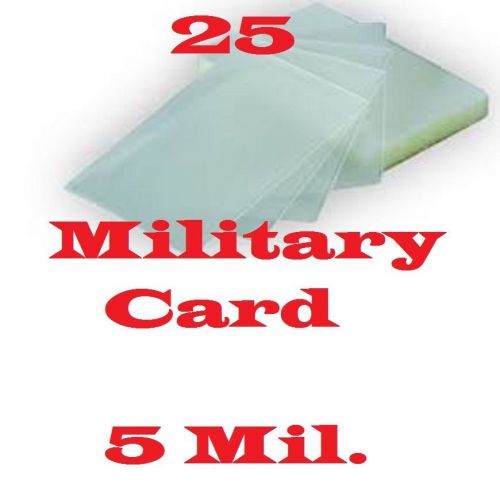 5 Mil  MILITARY CARD 25 PK Laminating Laminator Pouch Sheets  2-5/8 x 3-7/8