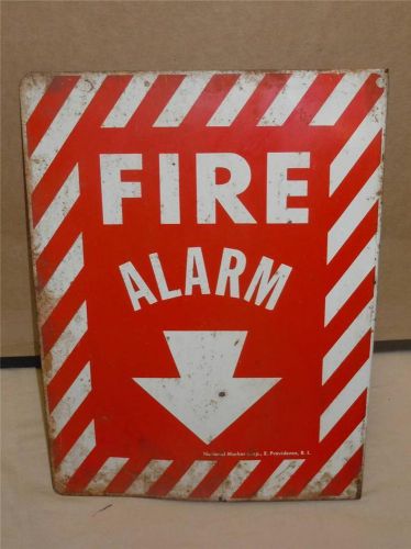 Rare 12x9&#034; double side fire alarm red extinguisher sign flange national marker for sale