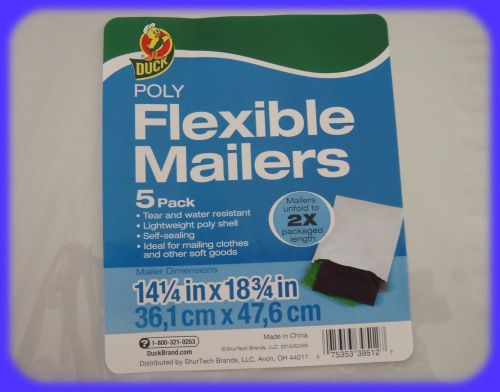 New in Packs 20 LARGE Flexible Poly Mailers 14 1/4 x 18 3/4 Duck Brand