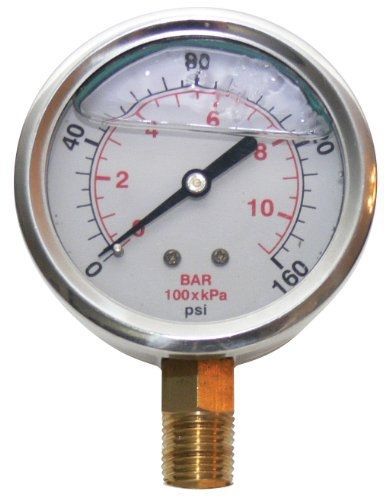 Underhill A-PG160L Liquid Filled Pressure Gauge, 160 PSI