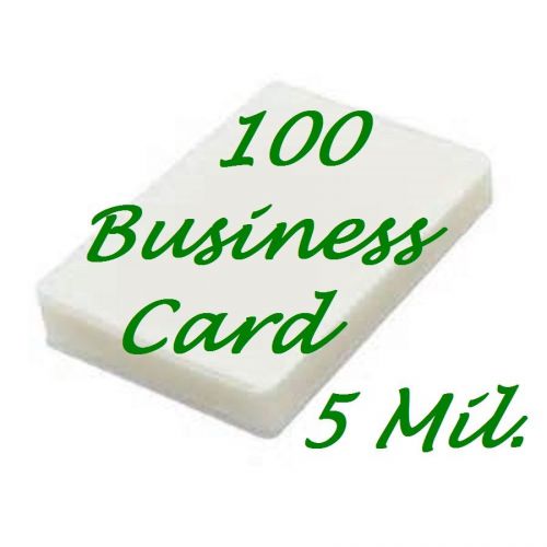 100- Business Card Laminating Laminator Pouches Sheets 2-1/4x3-3-3/4...   5 Mil