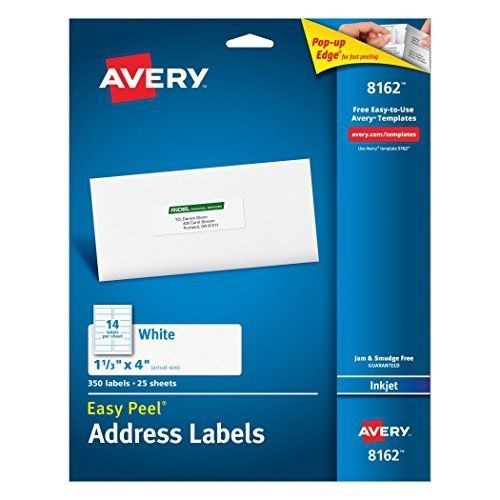 Avery easy peel white inkjet mailing labels (8162) for sale