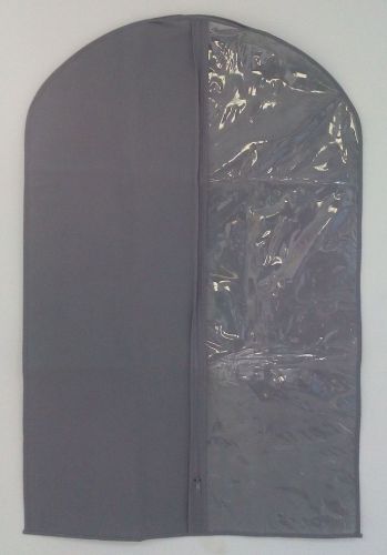 100   24X40&#034; Two Tone Clear + Non Woven Zipper Garment Bag Gray Apparel Storage