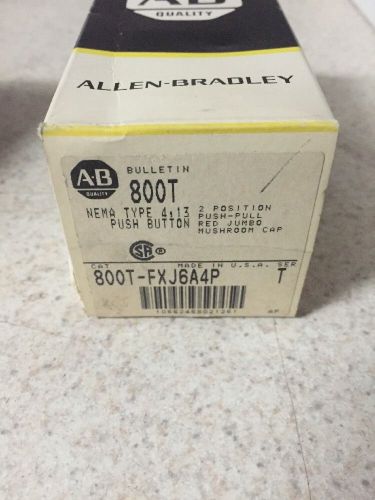 New Allen Bradley 800t-FXJ6A4P 2 Position Push Pull Red Jumbo Mushroom Cam