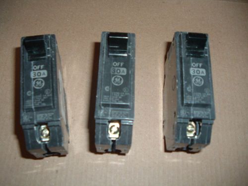 Lot of 3 GE THQL1130  30 amp A 120/240V 1 Pole Plug-In Circuit Breakers