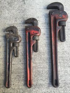 Lot Of 3 Ridgid 18&#034;, 14&#034;, 12&#034; Pipe Wrenches