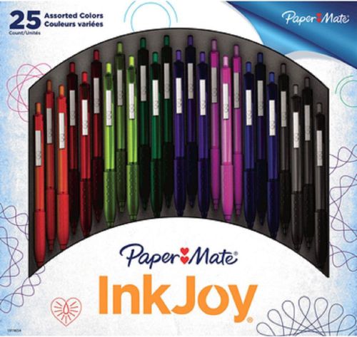 Papermate Inkjoy Pens With Rubber Comfort Grip Assorted Colors 25 Pack FREE SHIP