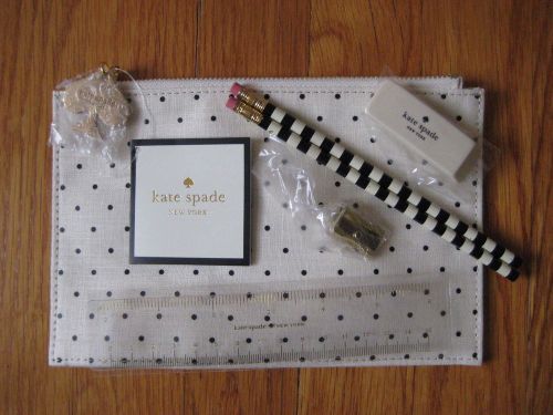 NEW Kate Spade New York Pencil It In POUCH purse black white polka dot deco NWT
