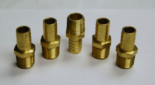 Brass Fittings: Brass Male Hose Barb, Male Pipe Size 1/2&#034;, Hose ID 5/8&#034;, QTY. 50