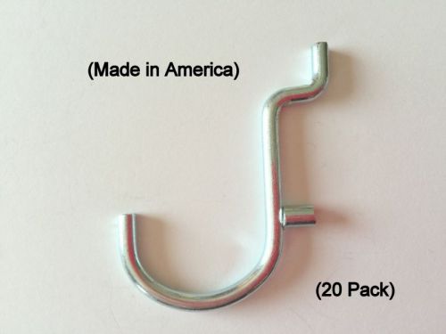 (20 PACK) JUMBO J, 1 inch All Metal Peg Hooks  For 1/8 &amp; 1/4 Inch Pegboard (USA)