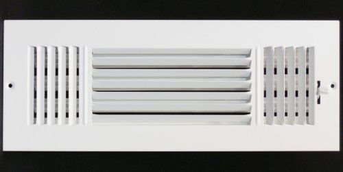 14&#034; x 4&#034; 3-way supply grille - duct cover &amp; difuser - flat stamped face - white for sale